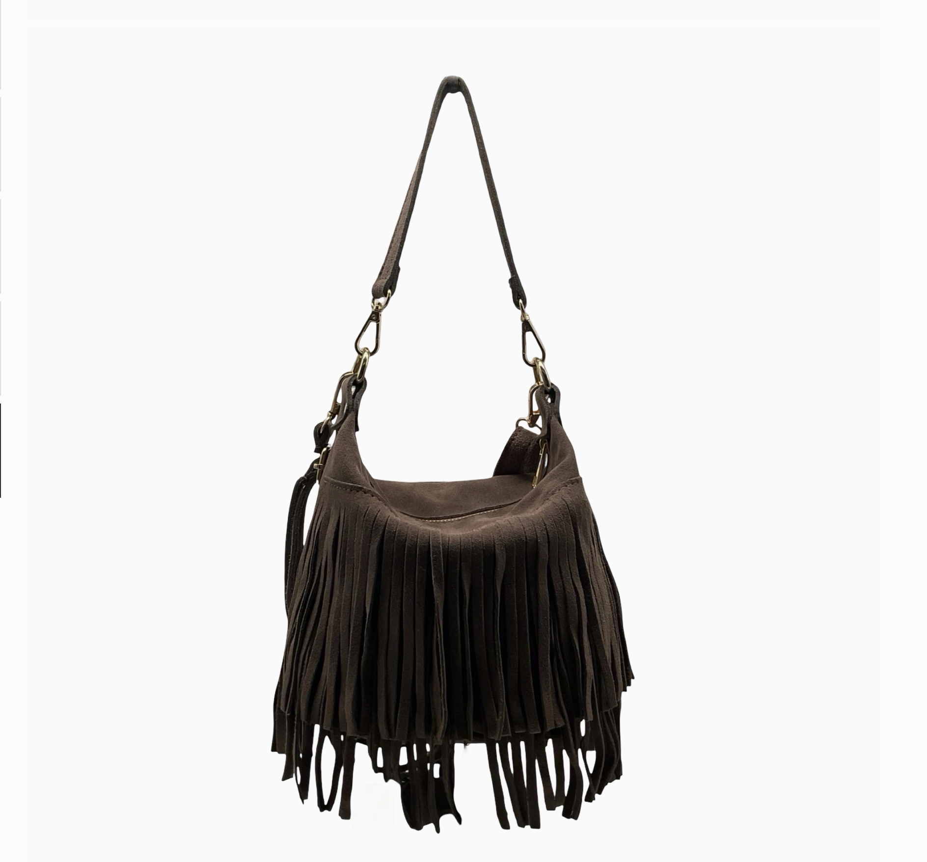 Sac Bandoulière Cuir Suédé Franges Chantale LOUISA LEE - Sacs - LOUISA LEE