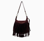 Sac Bandoulière Cuir Suédé Franges Chantale LOUISA LEE