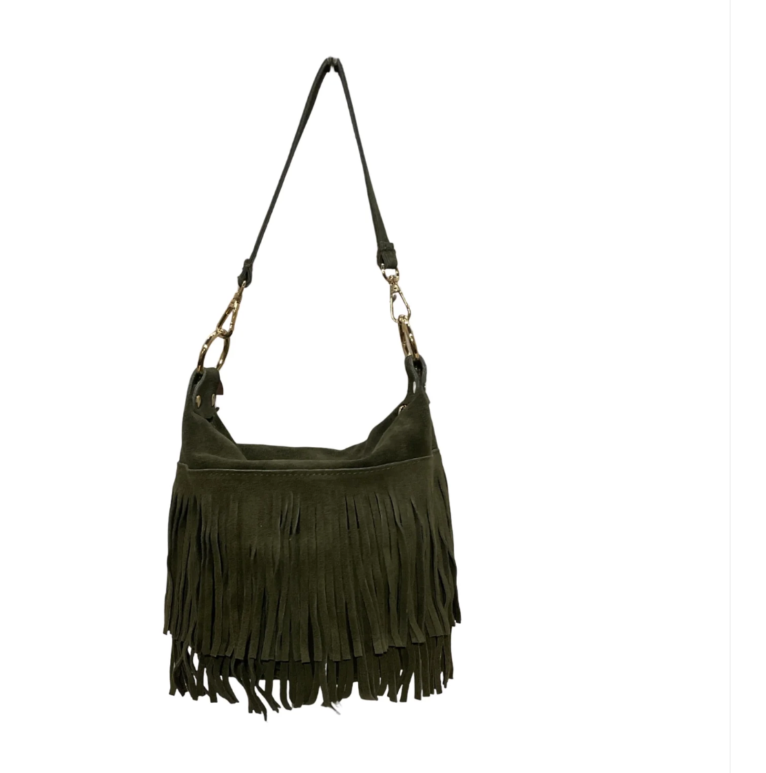 Sac Bandoulière Cuir Suédé Franges Chantale LOUISA LEE - Sacs - LOUISA LEE