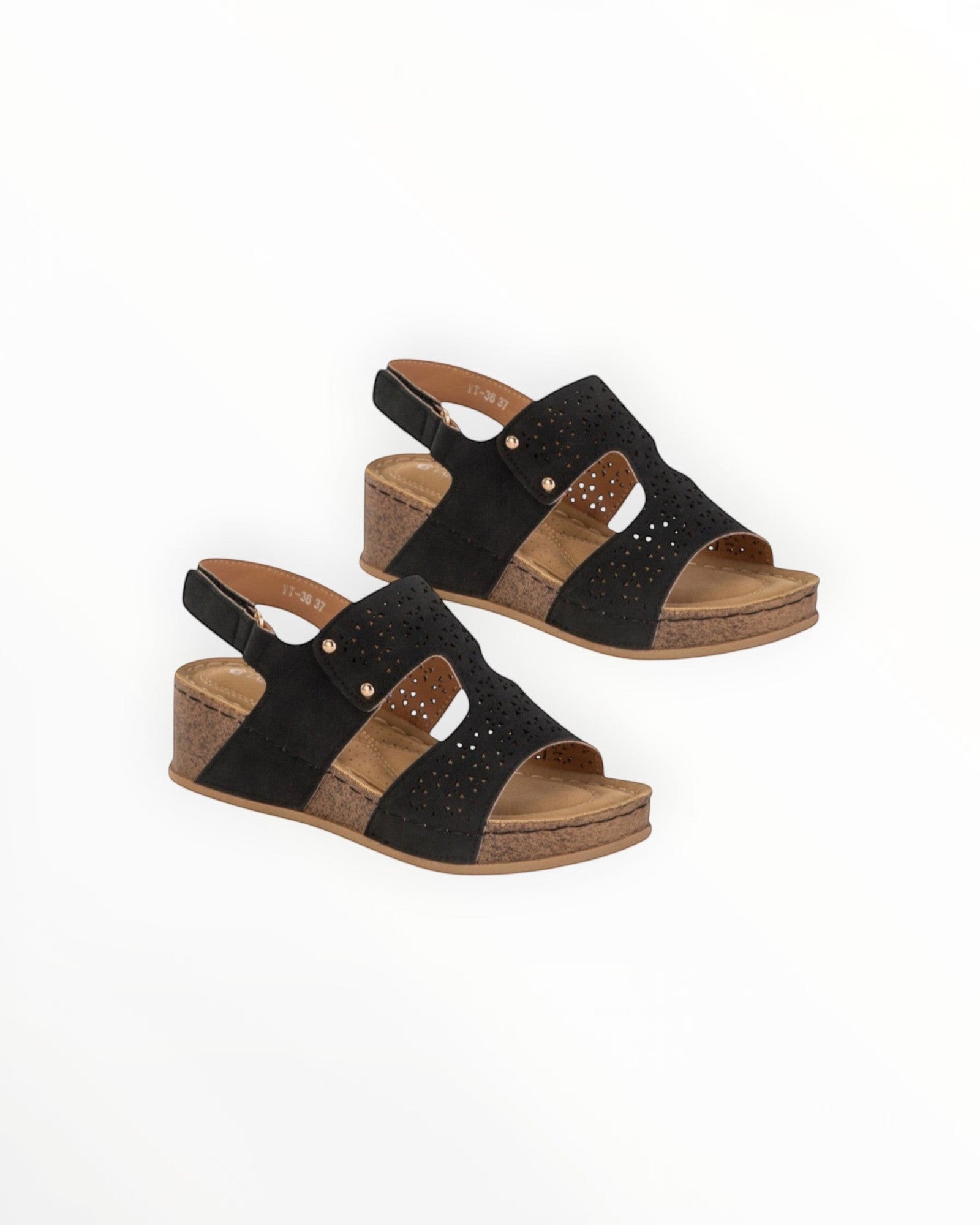 Sandale Compensée Scratch Motifs Perforés PU Bohème – LADY GLORY