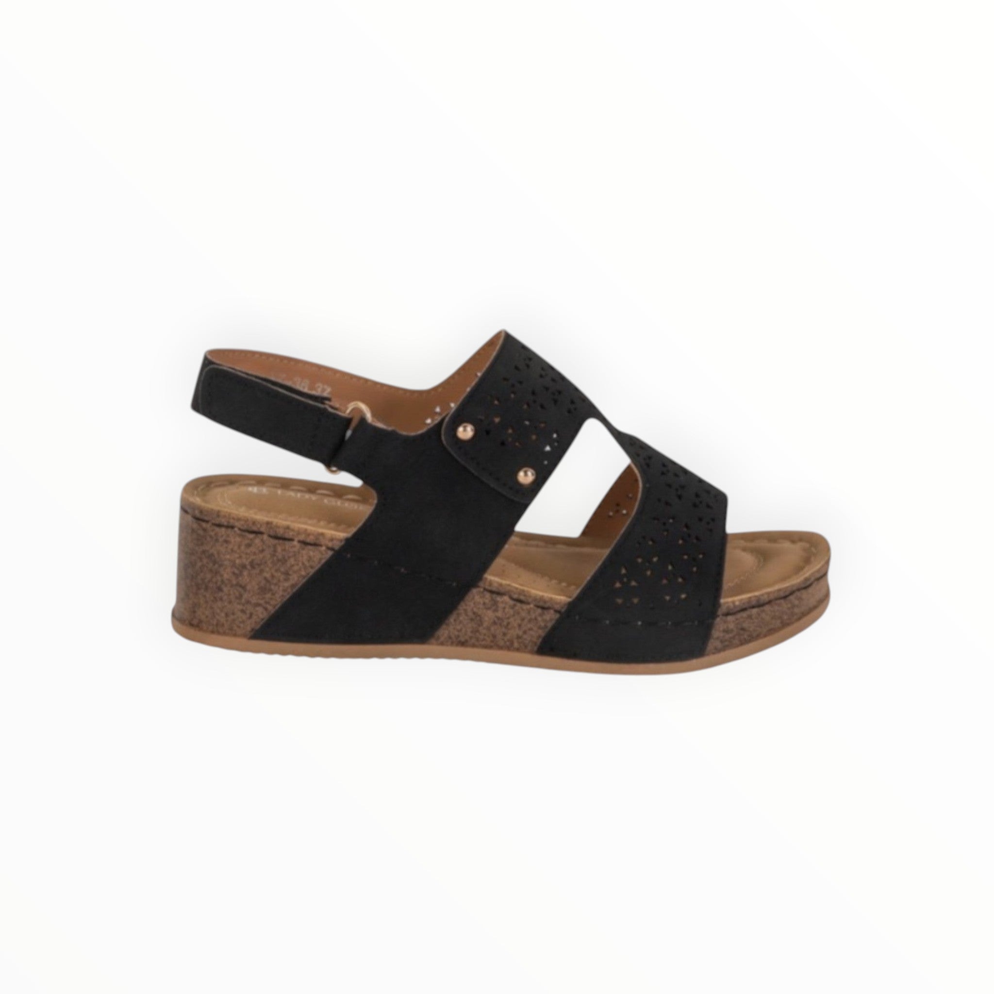 Sandale Compensée Scratch Motifs Perforés PU Bohème – LADY GLORY - Chaussure Femme - LADY GLORY