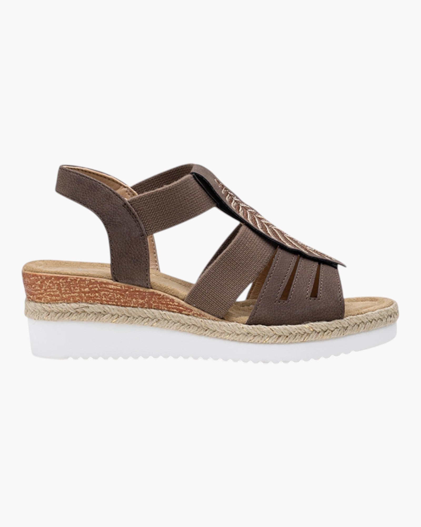 Sandales Compensées Plume Brodée LADY GLORY - Chaussure Femme - LADY GLORY
