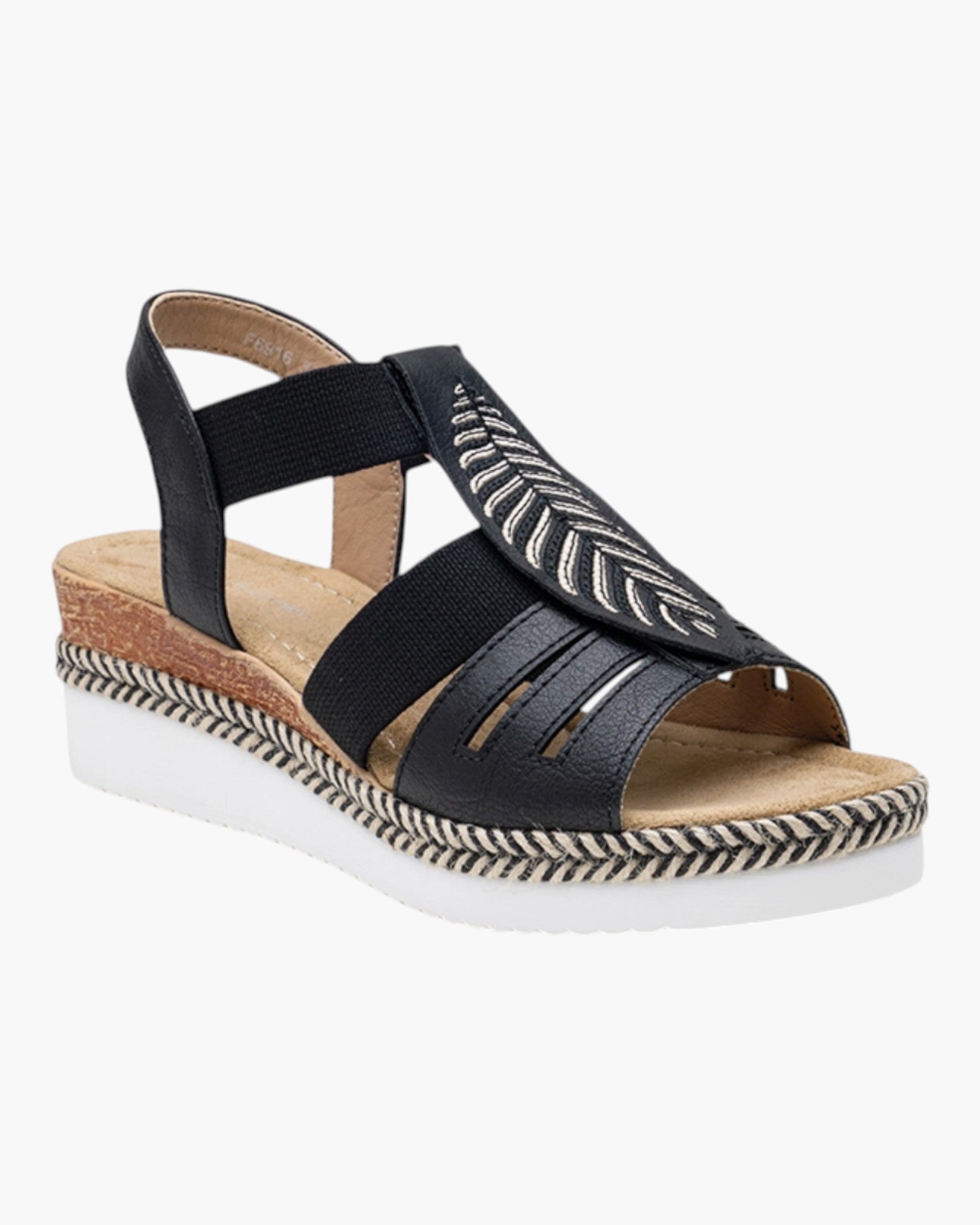Sandales Compensées Plume Brodée LADY GLORY - Chaussure Femme - LADY GLORY