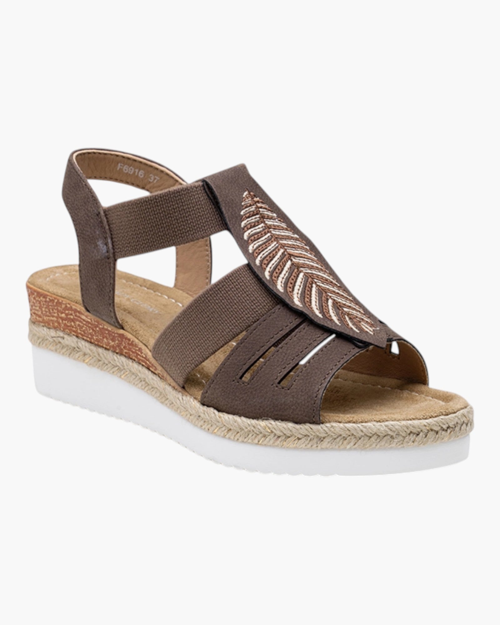 Sandales Compensées Plume Brodée LADY GLORY - Chaussure Femme - LADY GLORY