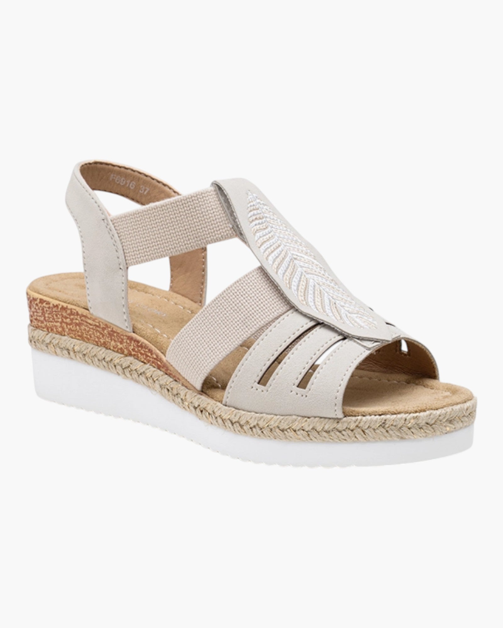 Sandales Compensées Plume Brodée LADY GLORY - Chaussure Femme - LADY GLORY