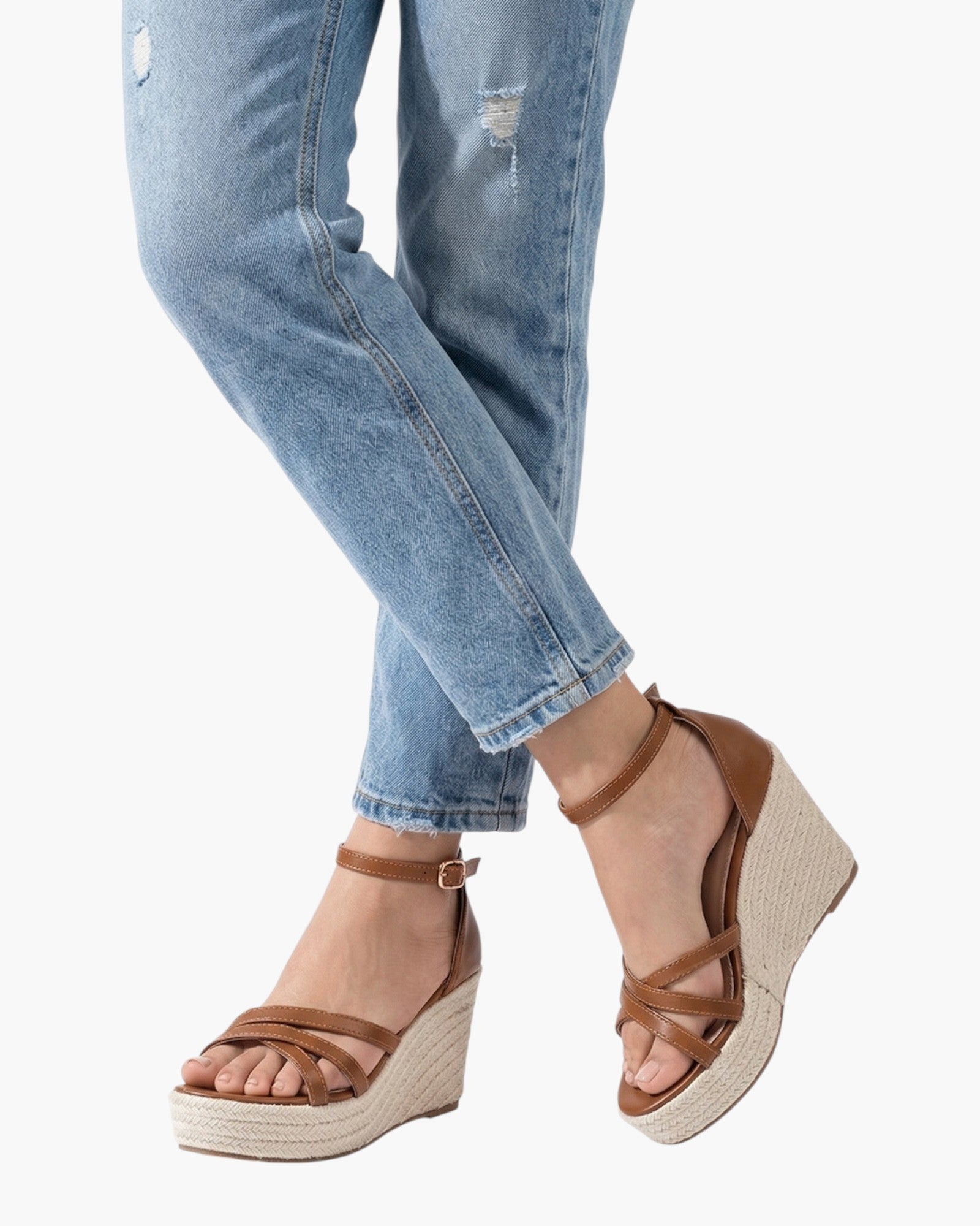 Sandales Compensées Corde 3 Bandes LADY GLORY - Chaussure Femme - LADY GLORY