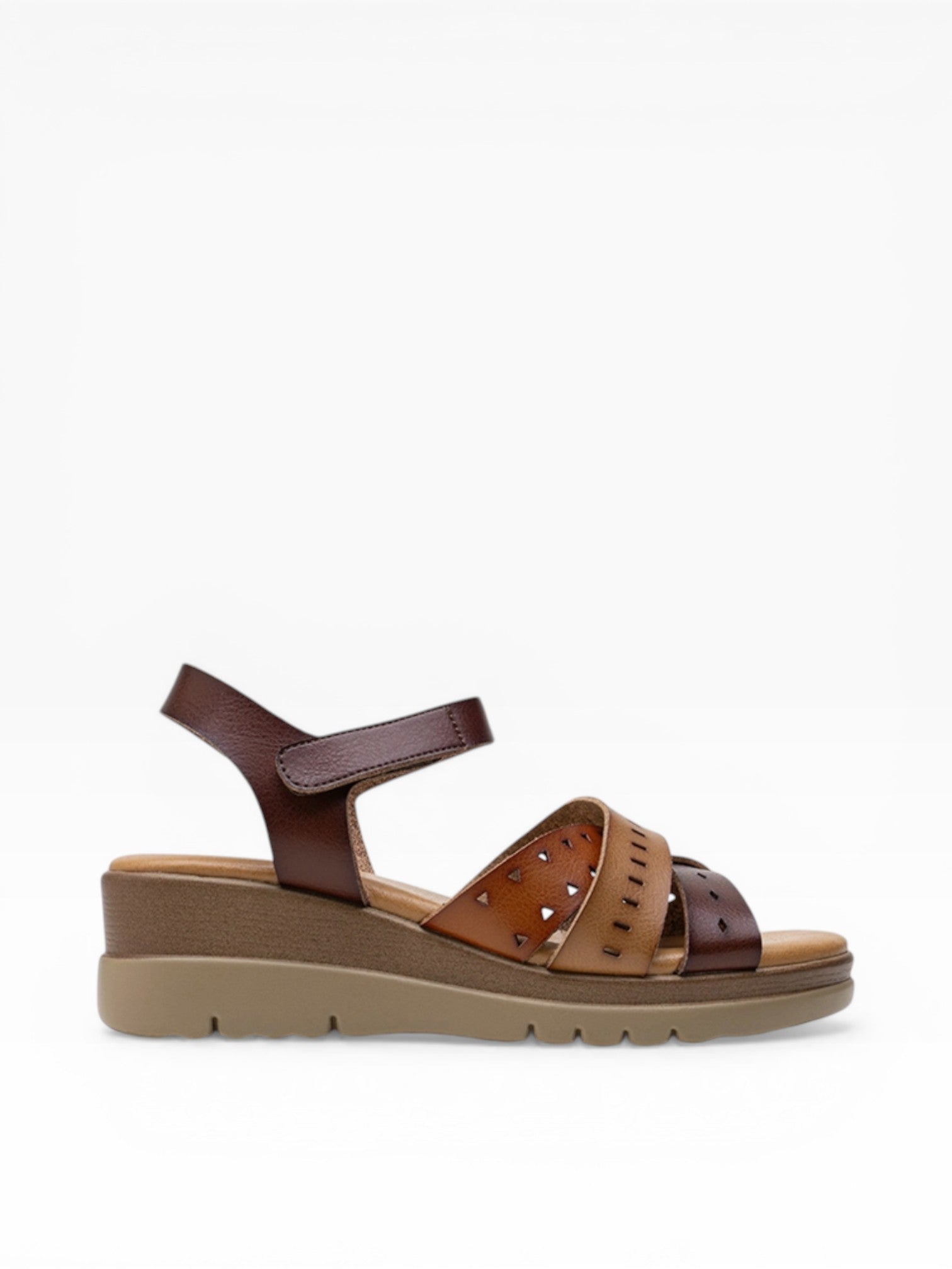 Sandales Compensées Brides Entrecroisées Perforées LADY GLORY - Chaussure Femme - LADY GLORY