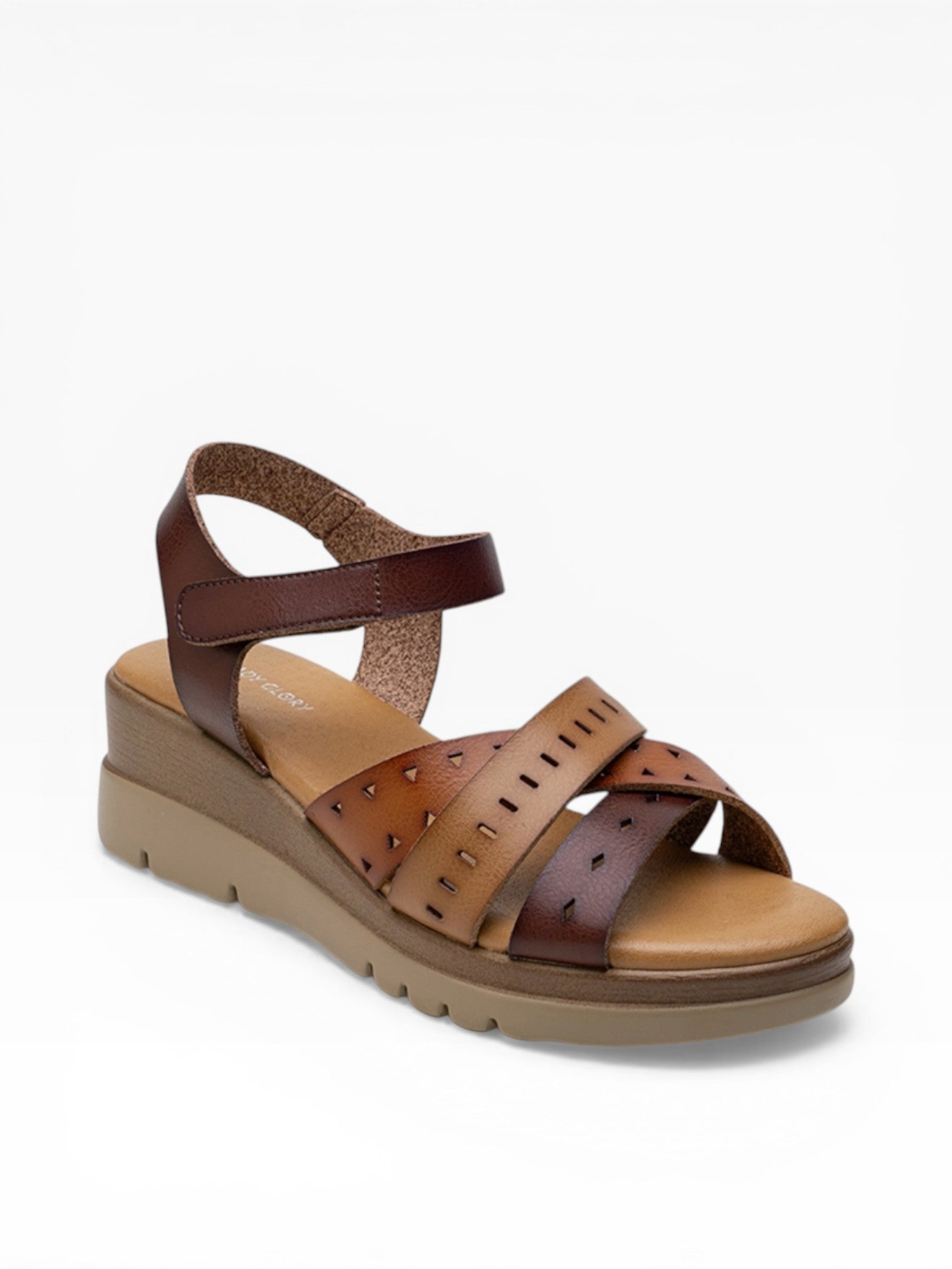 Sandales Compensées Brides Entrecroisées Perforées LADY GLORY - Chaussure Femme - LADY GLORY