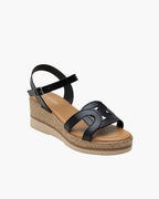 Sandales Compensées Découpes Arabesques Semelle Liège LADY GLORY - Chaussure Femme - LADY GLORY