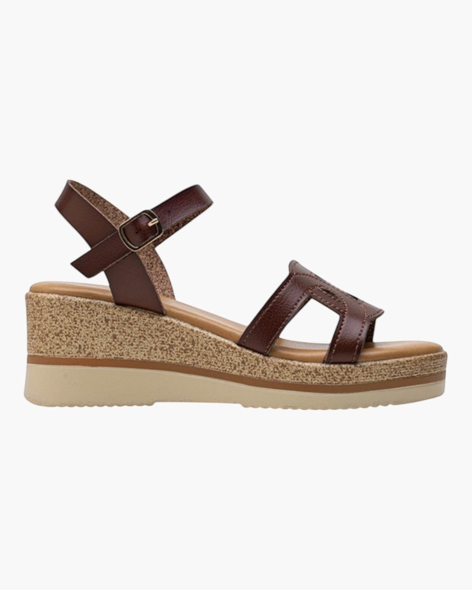 Sandales Compensées Découpes Arabesques Semelle Liège LADY GLORY - Chaussure Femme - LADY GLORY