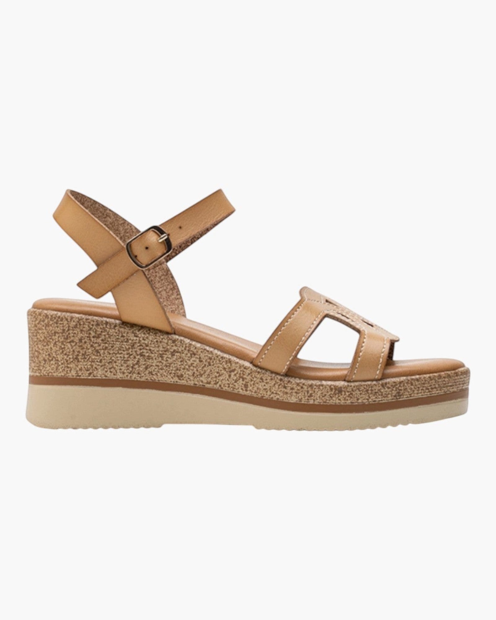 Sandales Compensées Découpes Arabesques Semelle Liège LADY GLORY - Chaussure Femme - LADY GLORY