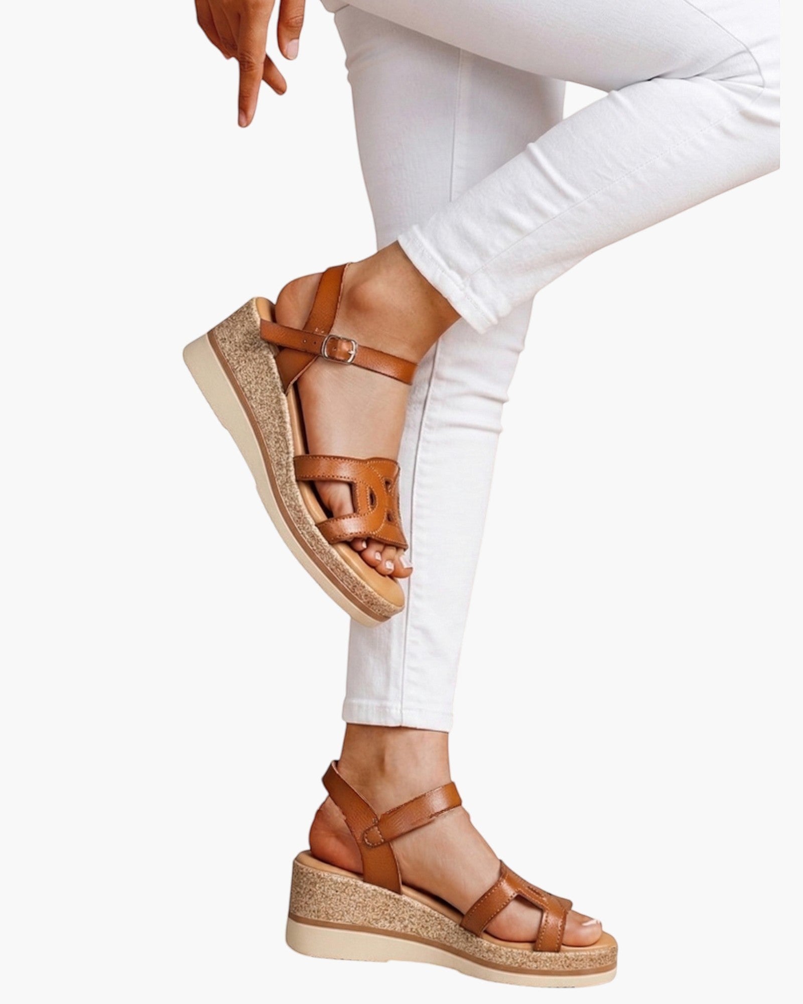 Sandales Compensées Découpes Arabesques Semelle Liège LADY GLORY - Chaussure Femme - LADY GLORY