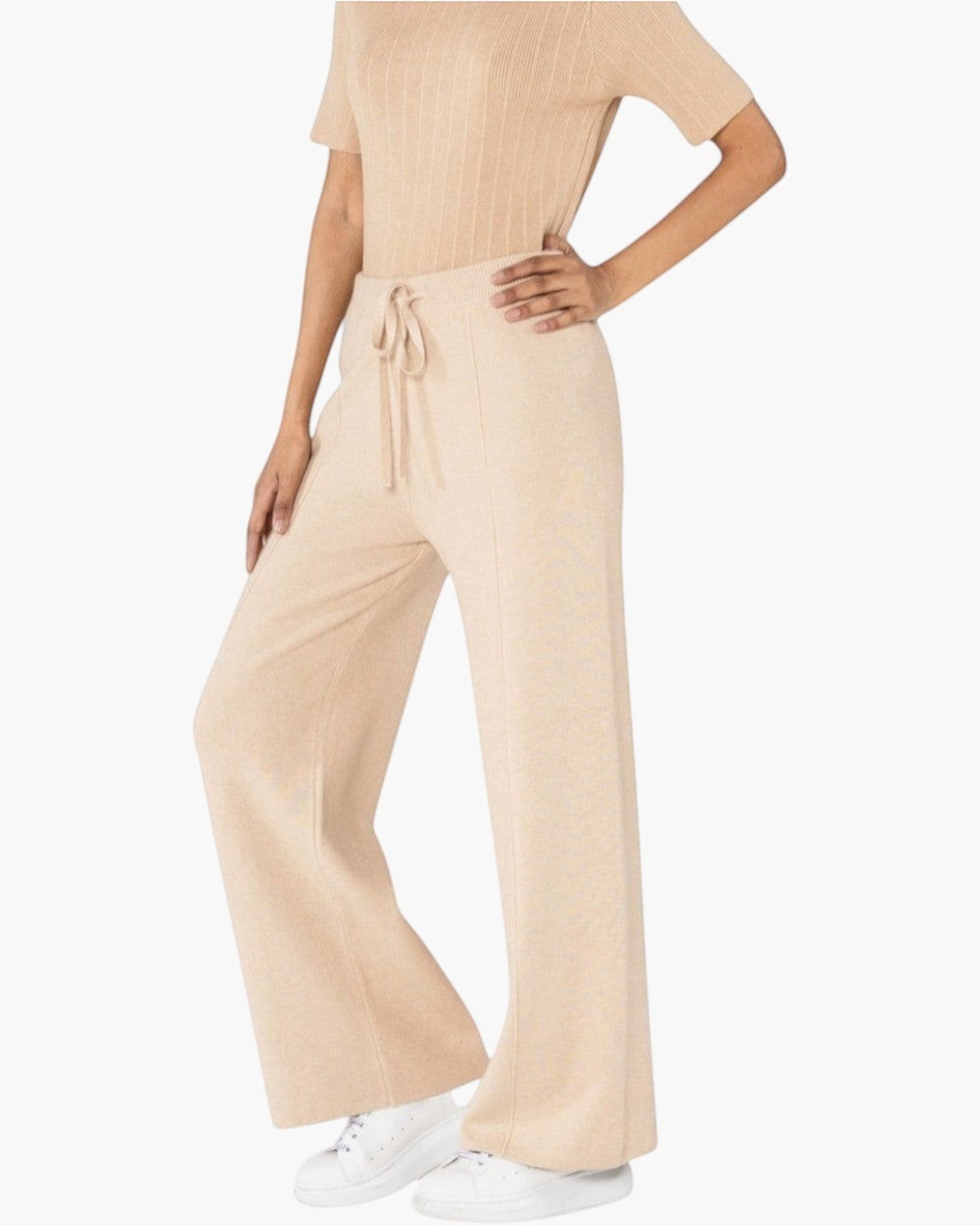 Pantalon en maille confort cocooning évasé NINA CARTER - Pantalon Femme - Nina Carter