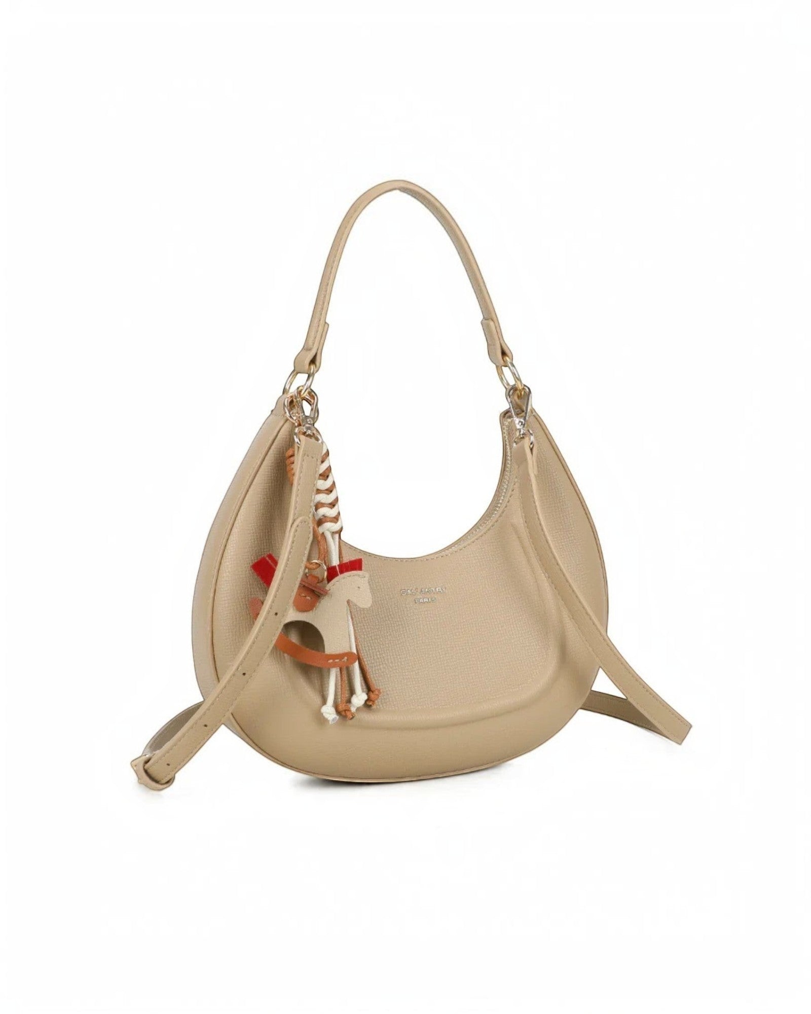 Sac bandoulière en cuir texturé avec breloque cheval