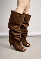 Bottes longues bout ouvert slouchy daim BELLE WOMEN