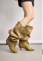 Bottes longues bout ouvert slouchy daim BELLE WOMEN