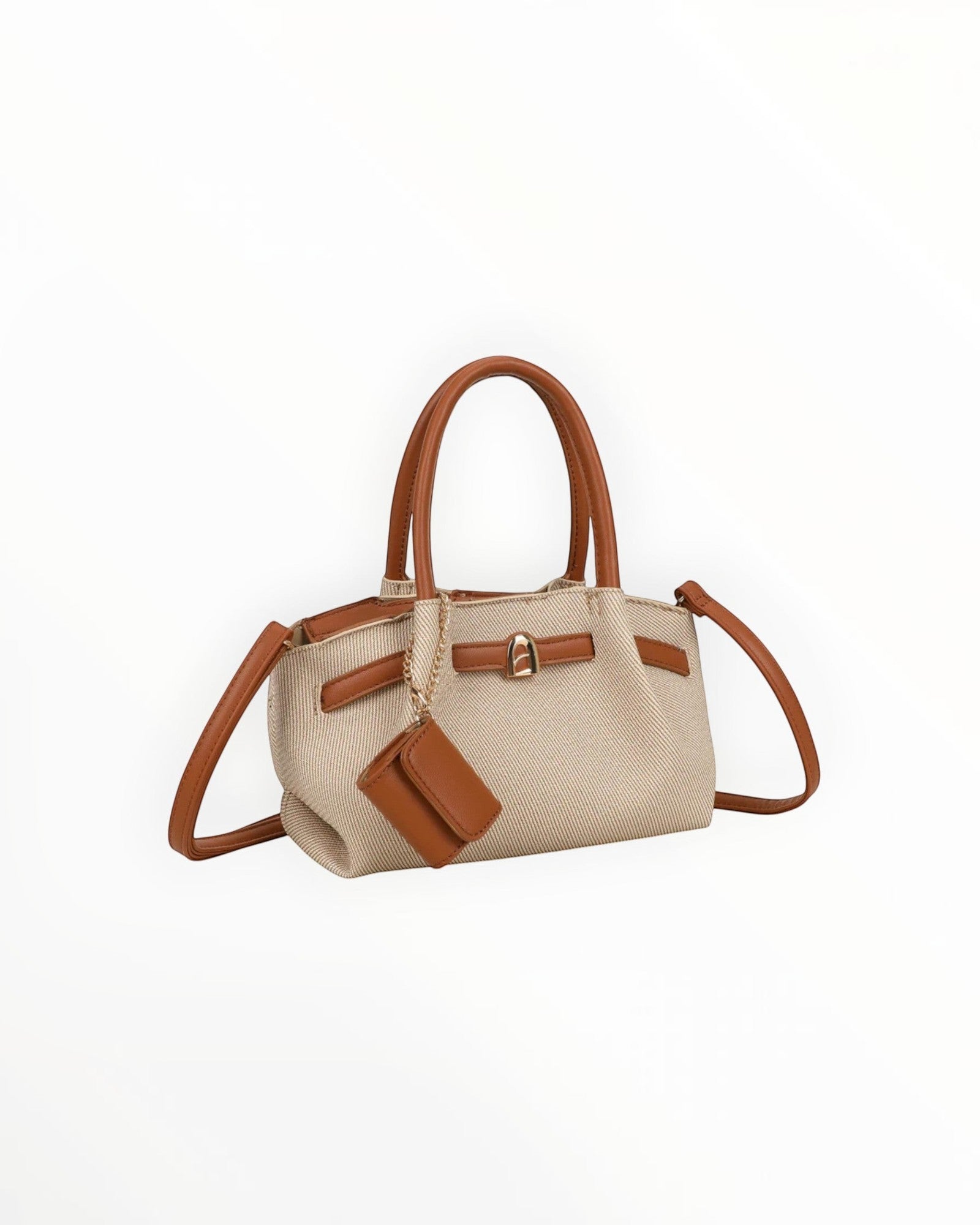 Sac fourre-tout élégant en toile et cuir pour femme