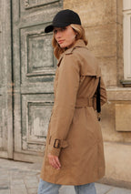 Trench coat mi-long double boutonnage avec ceinture