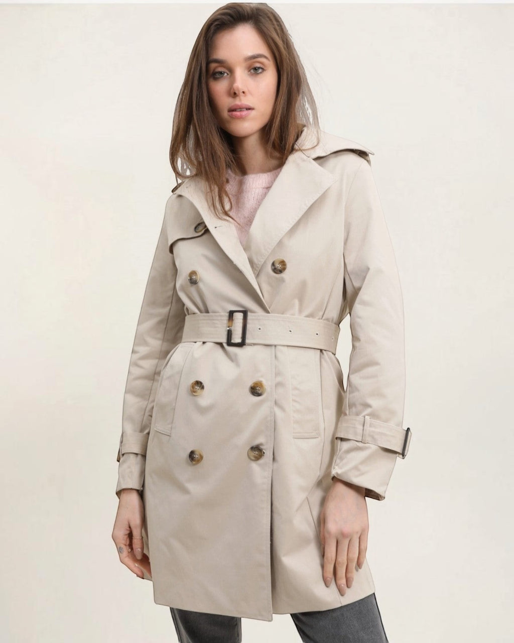 Trench coat mi-long double boutonnage avec ceinture - Manteaux - ATTRAIT PARIS