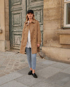 Trench coat mi-long double boutonnage avec ceinture