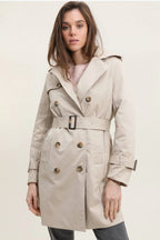 Trench coat mi-long double boutonnage avec ceinture