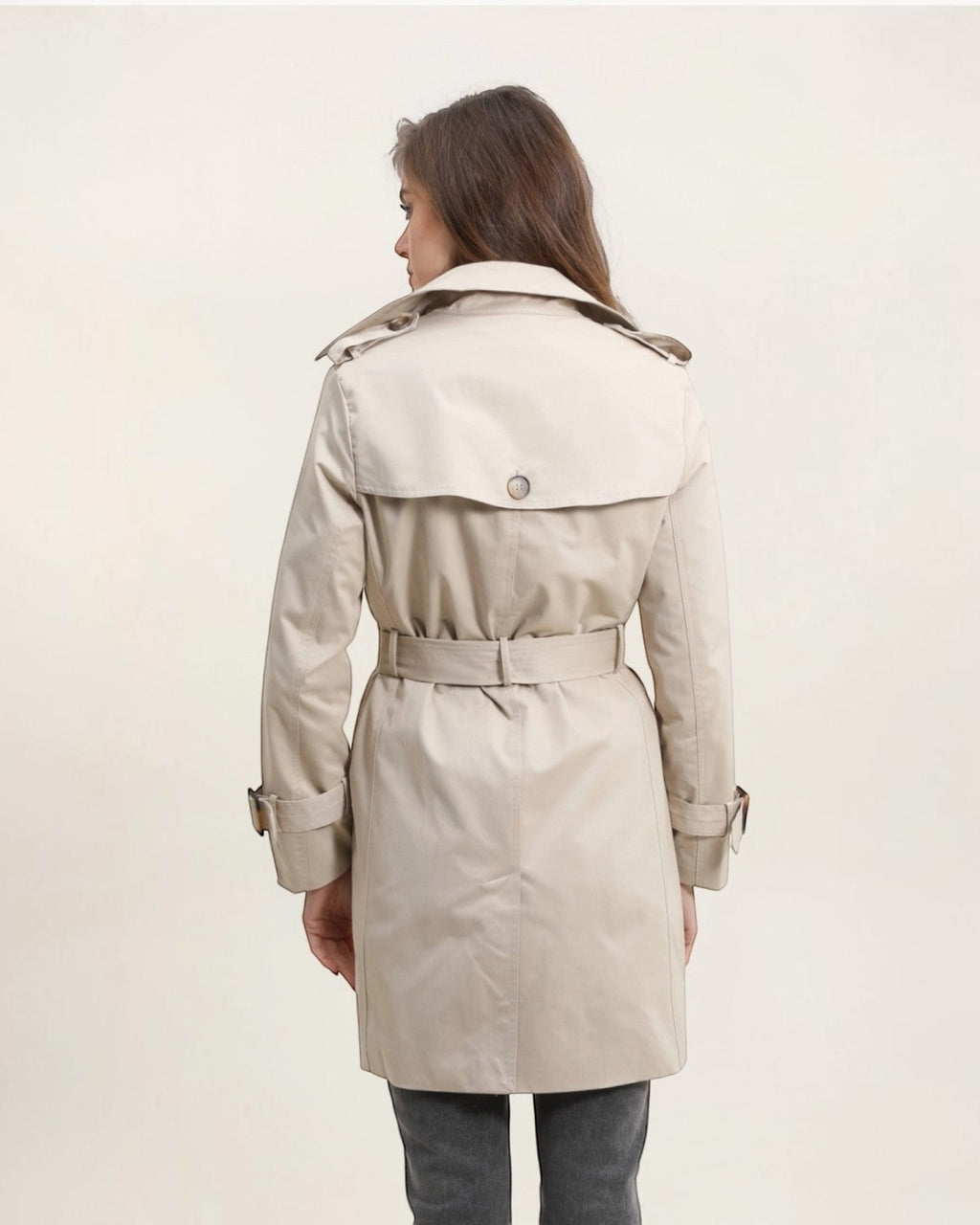 Trench coat mi-long double boutonnage avec ceinture