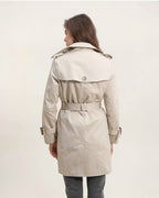 Trench coat mi-long double boutonnage avec ceinture