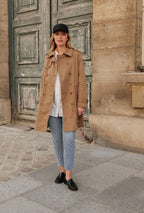 Trench coat mi-long double boutonnage avec ceinture