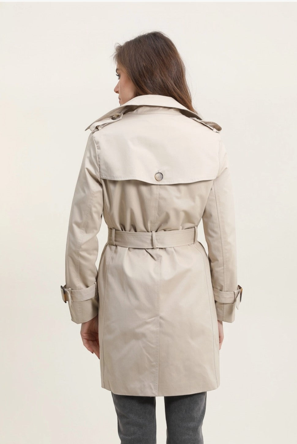 Trench coat mi-long double boutonnage avec ceinture