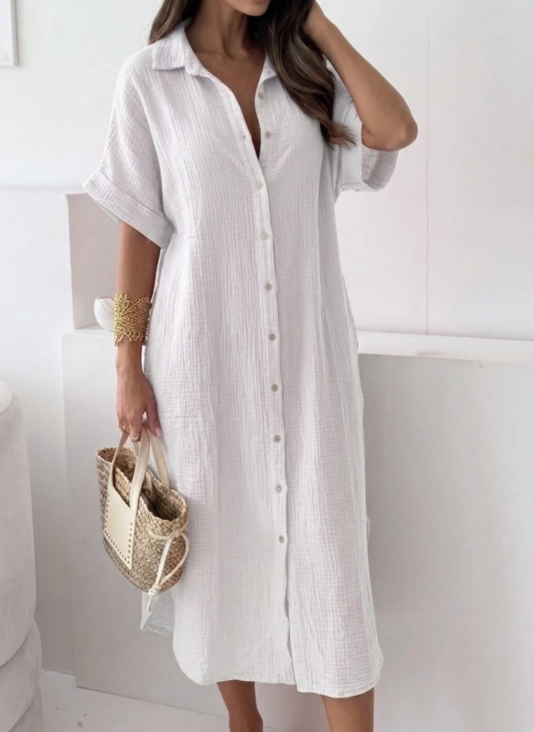 Robe longue en gaze de coton ESTEE BROWN