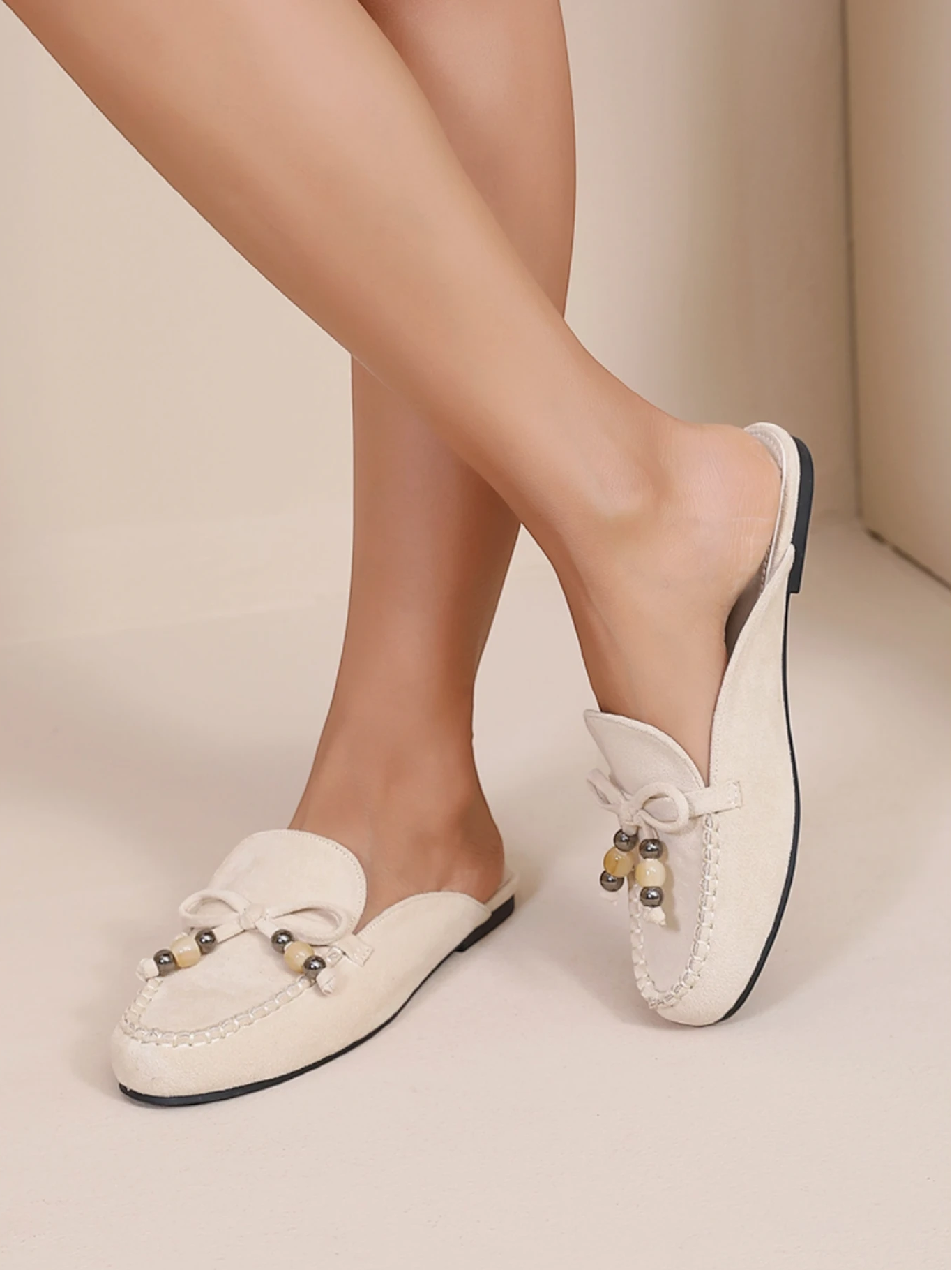 Mules Mocassins à Nœud Papillon et Perles JOIA PARIS