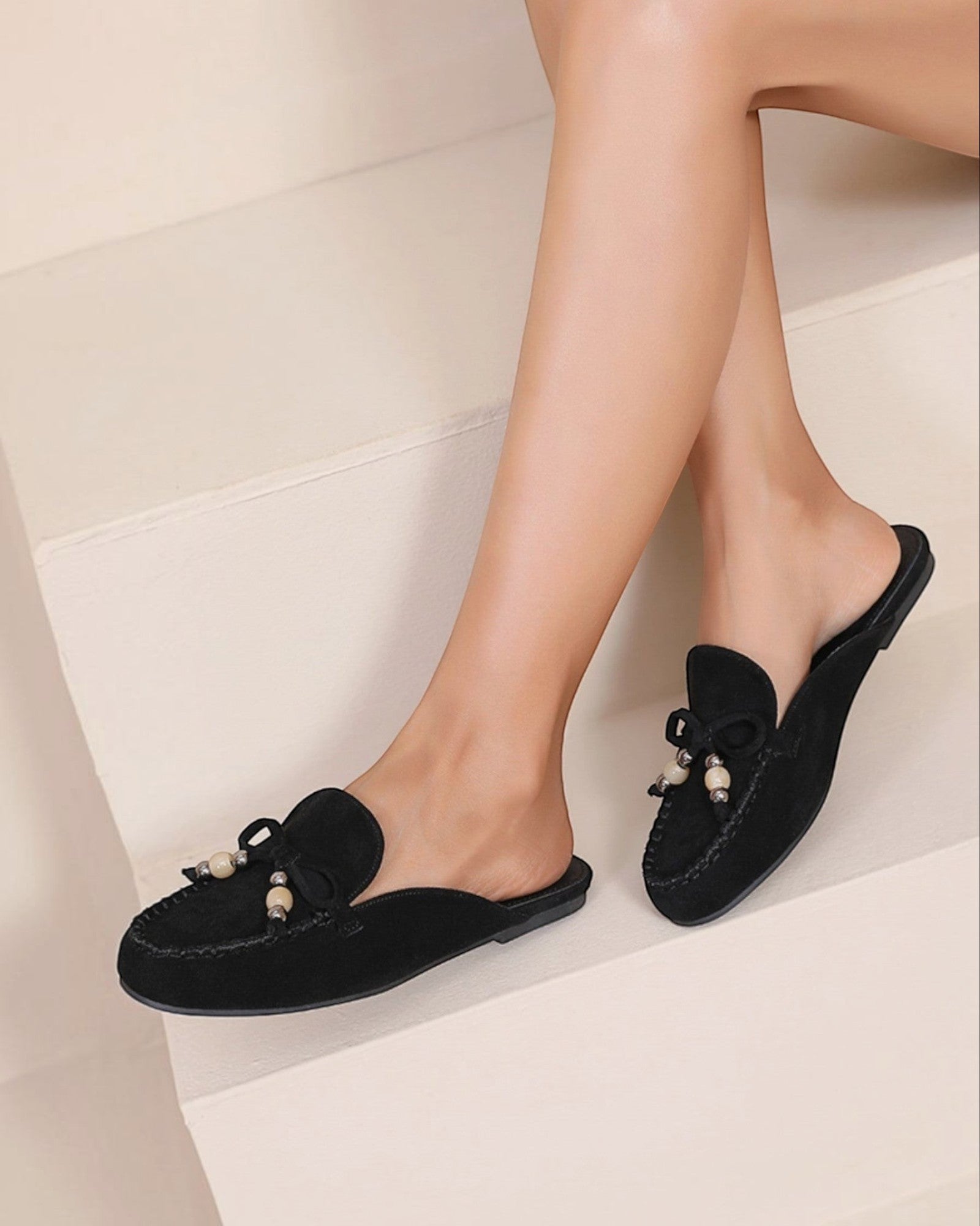 Mules Mocassins à Nœud Papillon et Perles JOIA PARIS