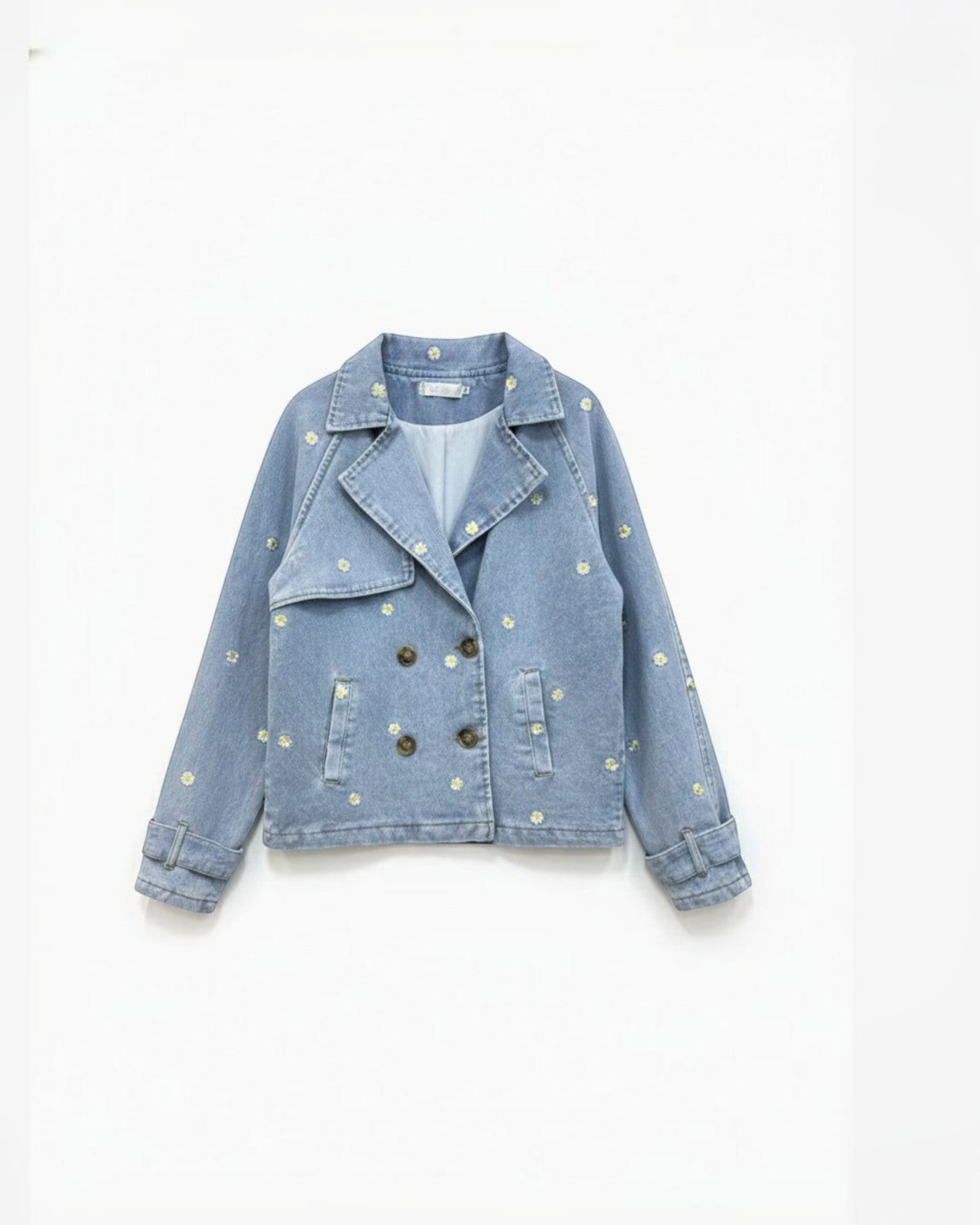 Veste en denim - Broderies fleurs