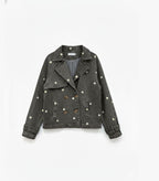 Veste en denim - Broderies fleurs