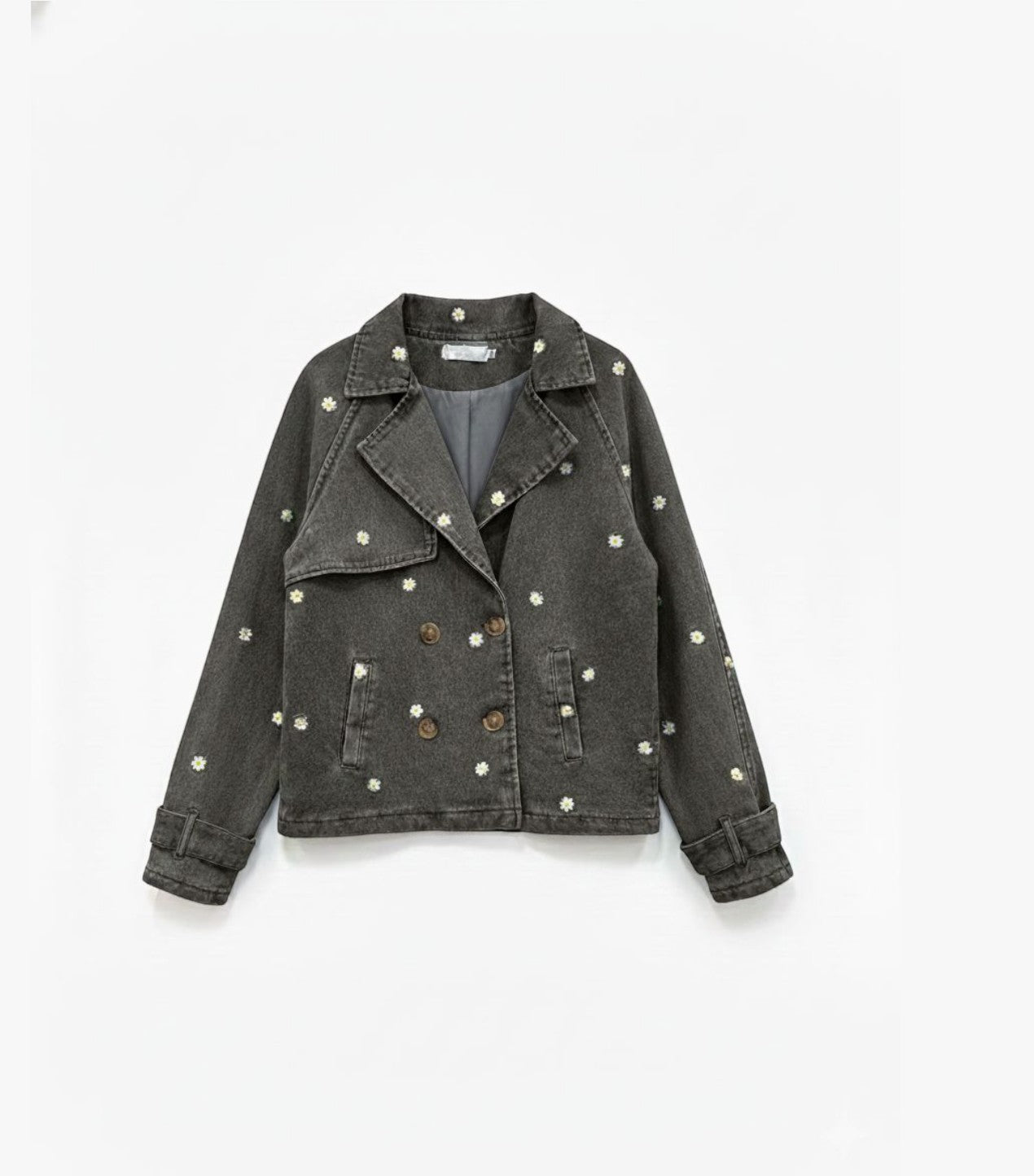 Veste en denim - Broderies fleurs