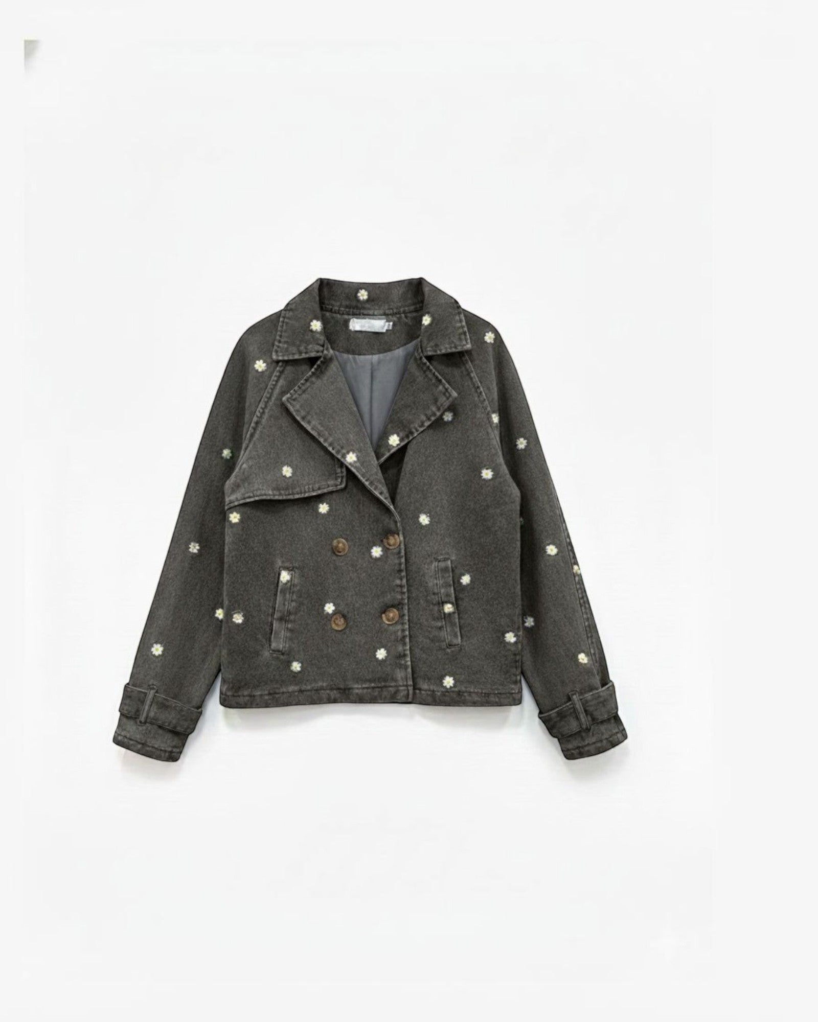 Veste en denim - Broderies fleurs