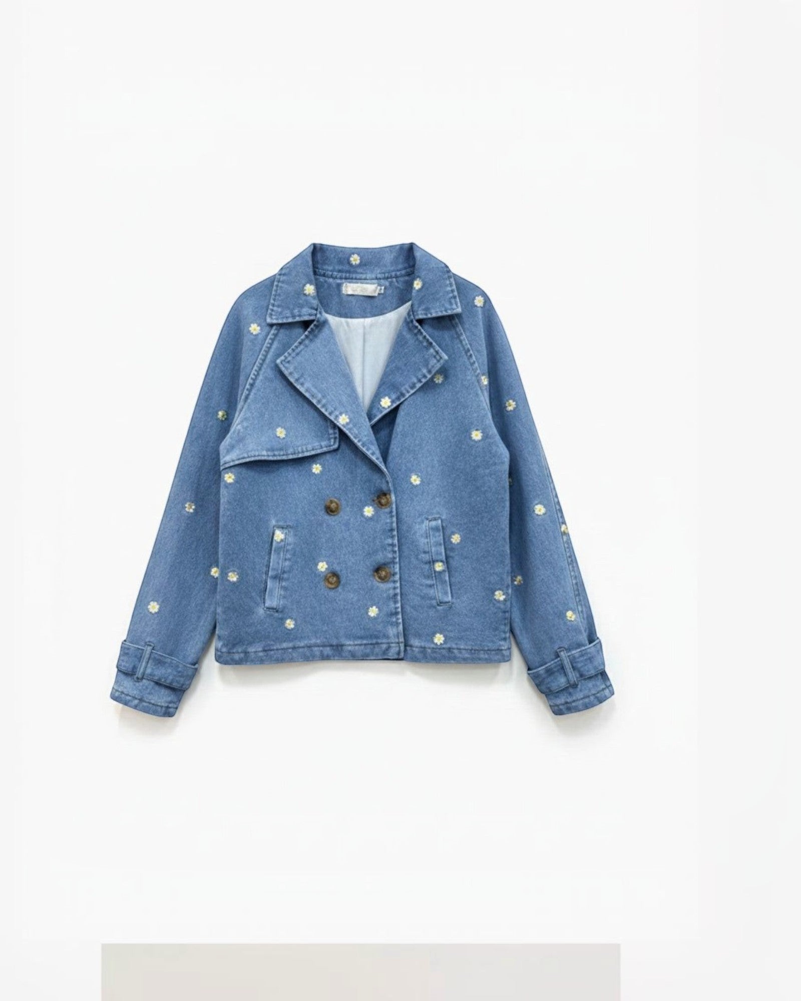 Veste en denim - Broderies fleurs