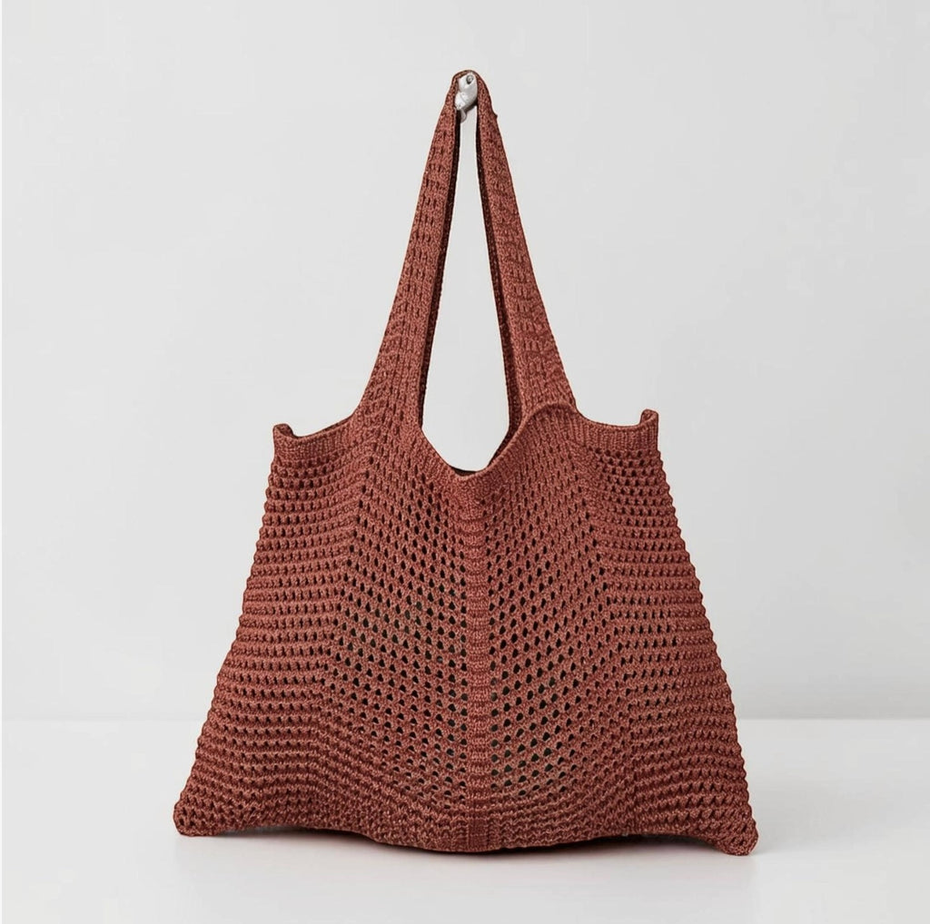 Sac de plage en crochet à motifs ajourés - Coton