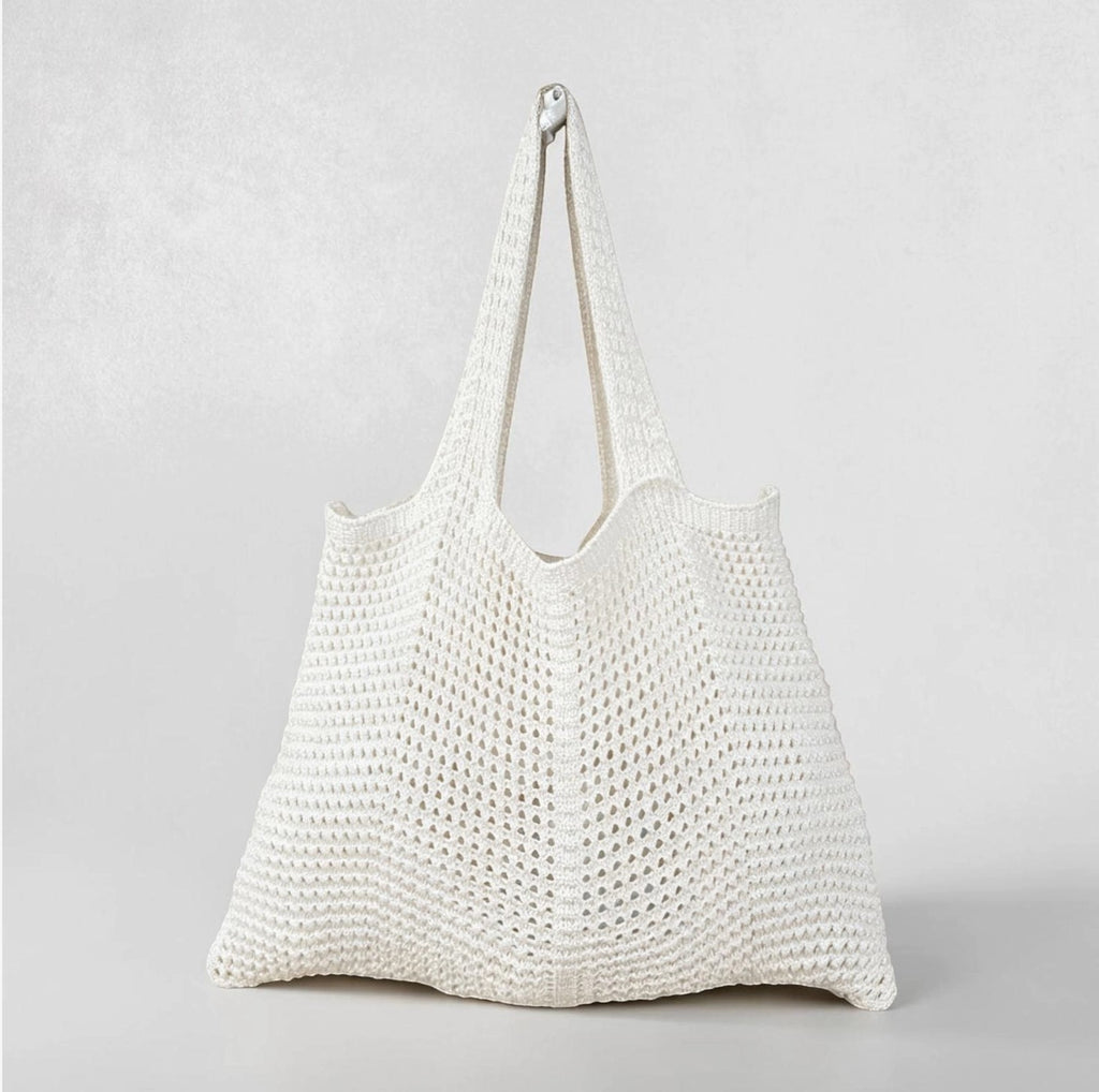 Sac de plage en crochet à motifs ajourés - Coton