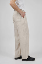 Pantalon homme en lin à taille élastique avec cordon de serrage