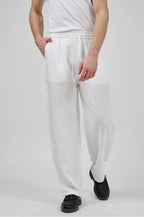 Pantalon homme en lin à taille élastique avec cordon de serrage