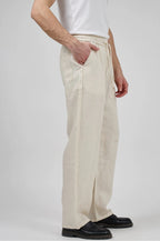 Pantalon homme en lin à taille élastique avec cordon de serrage
