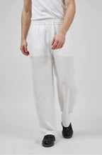 Pantalon homme en lin à taille élastique avec cordon de serrage