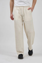 Pantalon homme en lin à taille élastique avec cordon de serrage