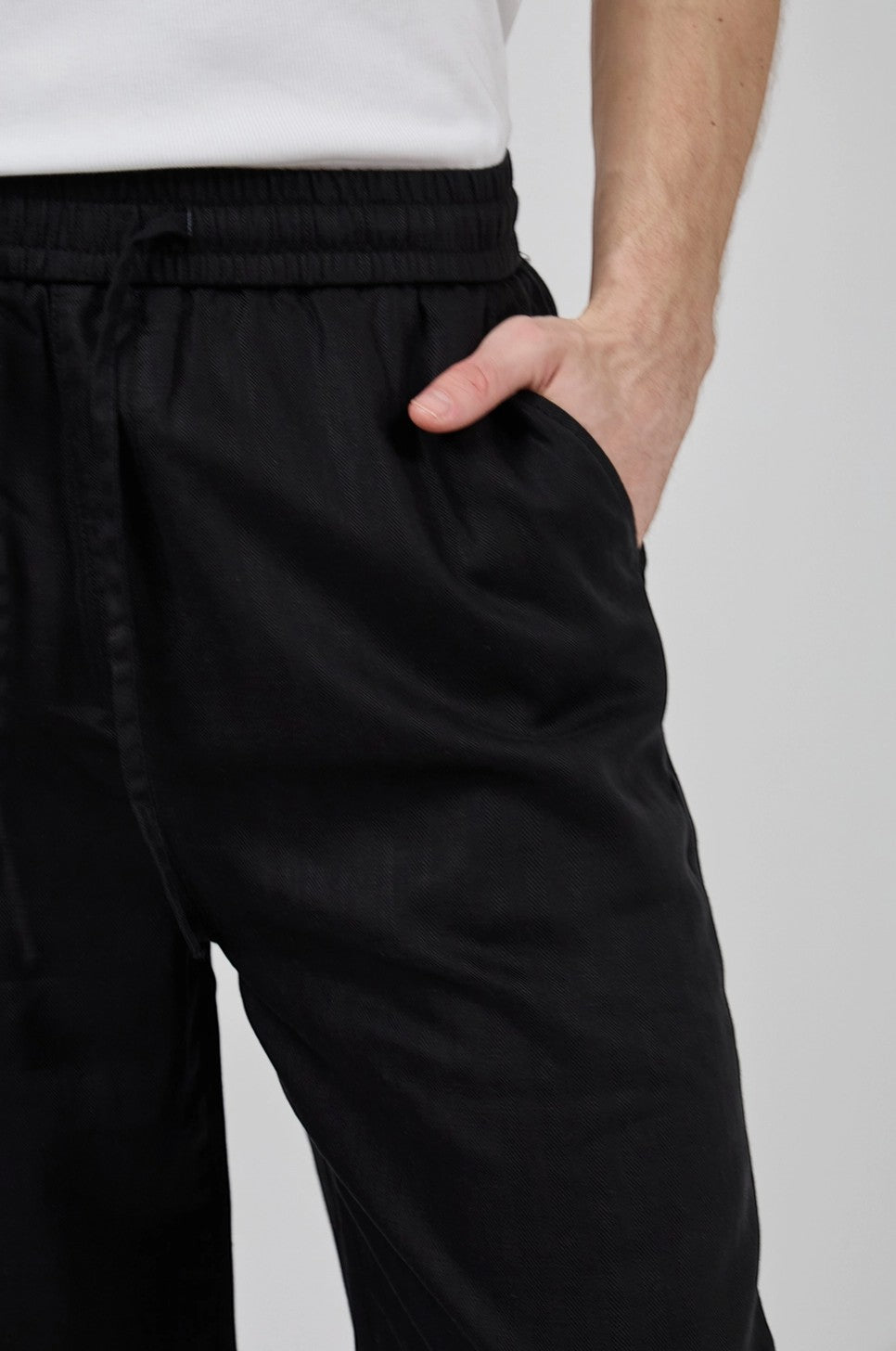 Pantalon homme en lin à taille élastique avec cordon de serrage