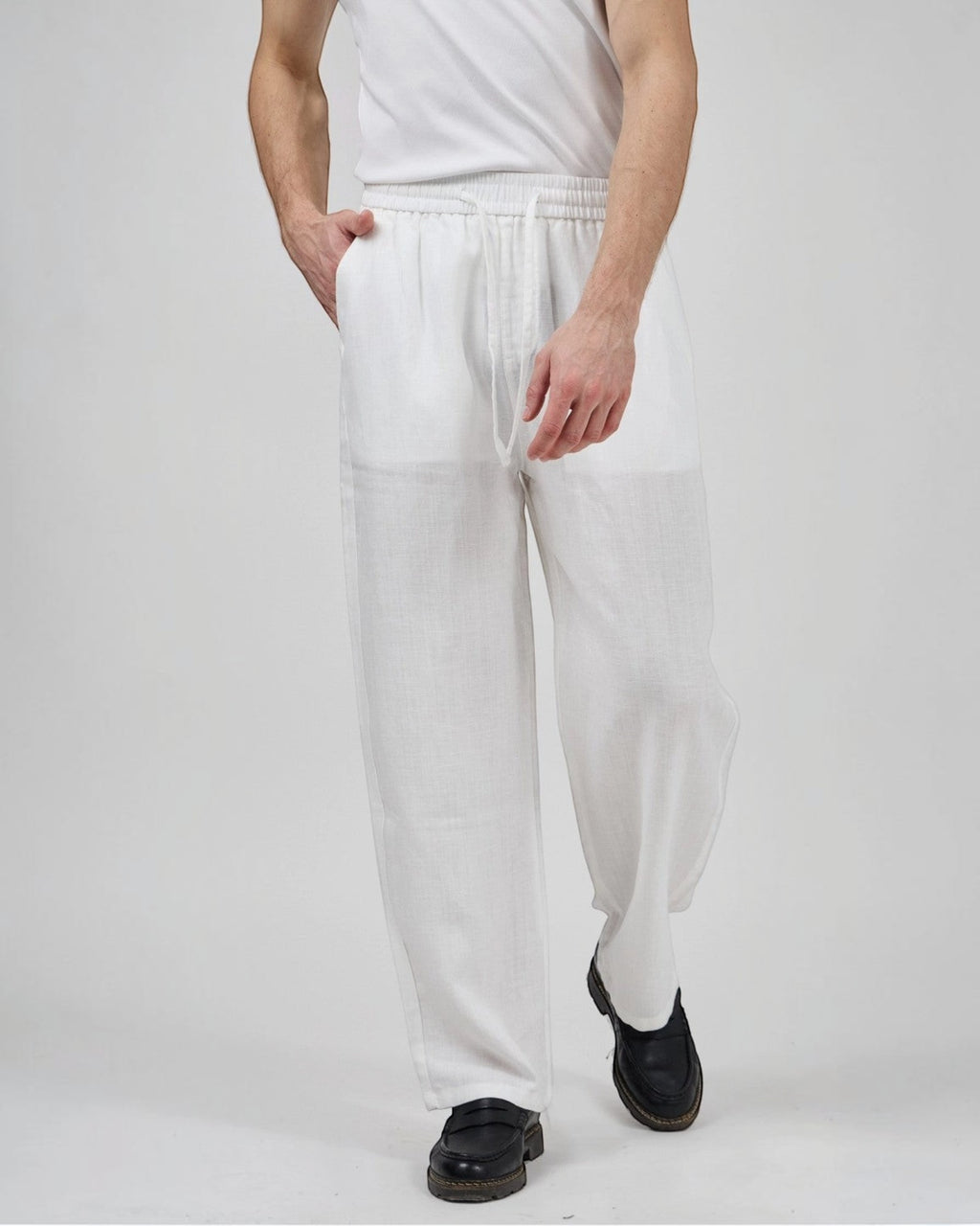 Pantalon homme en lin à taille élastique avec cordon de serrage - Pantalon - Top Monday