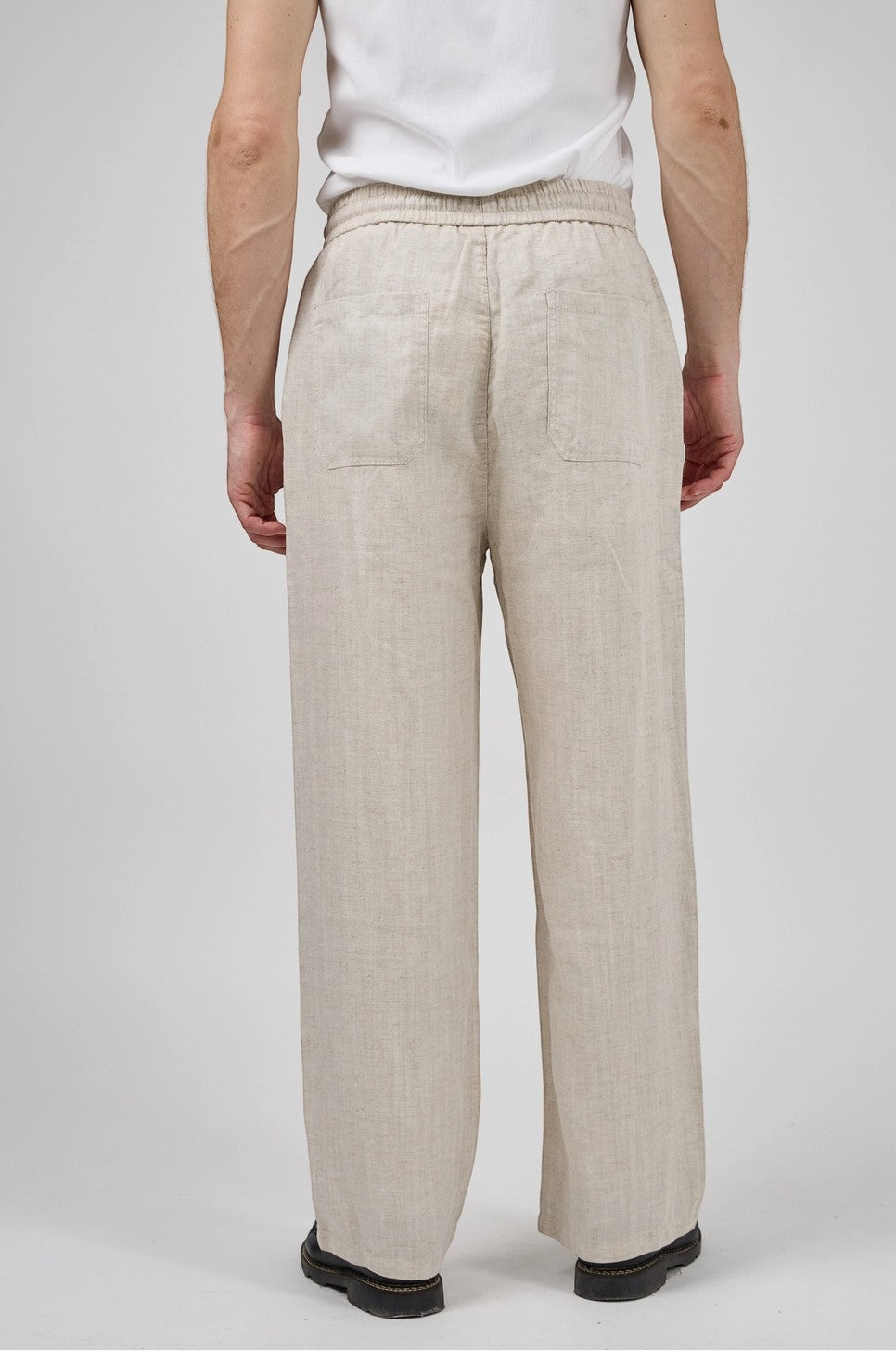 Pantalon homme en lin à taille élastique avec cordon de serrage