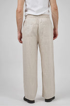 Pantalon homme en lin à taille élastique avec cordon de serrage