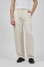 Pantalon homme en lin à taille élastique avec cordon de serrage