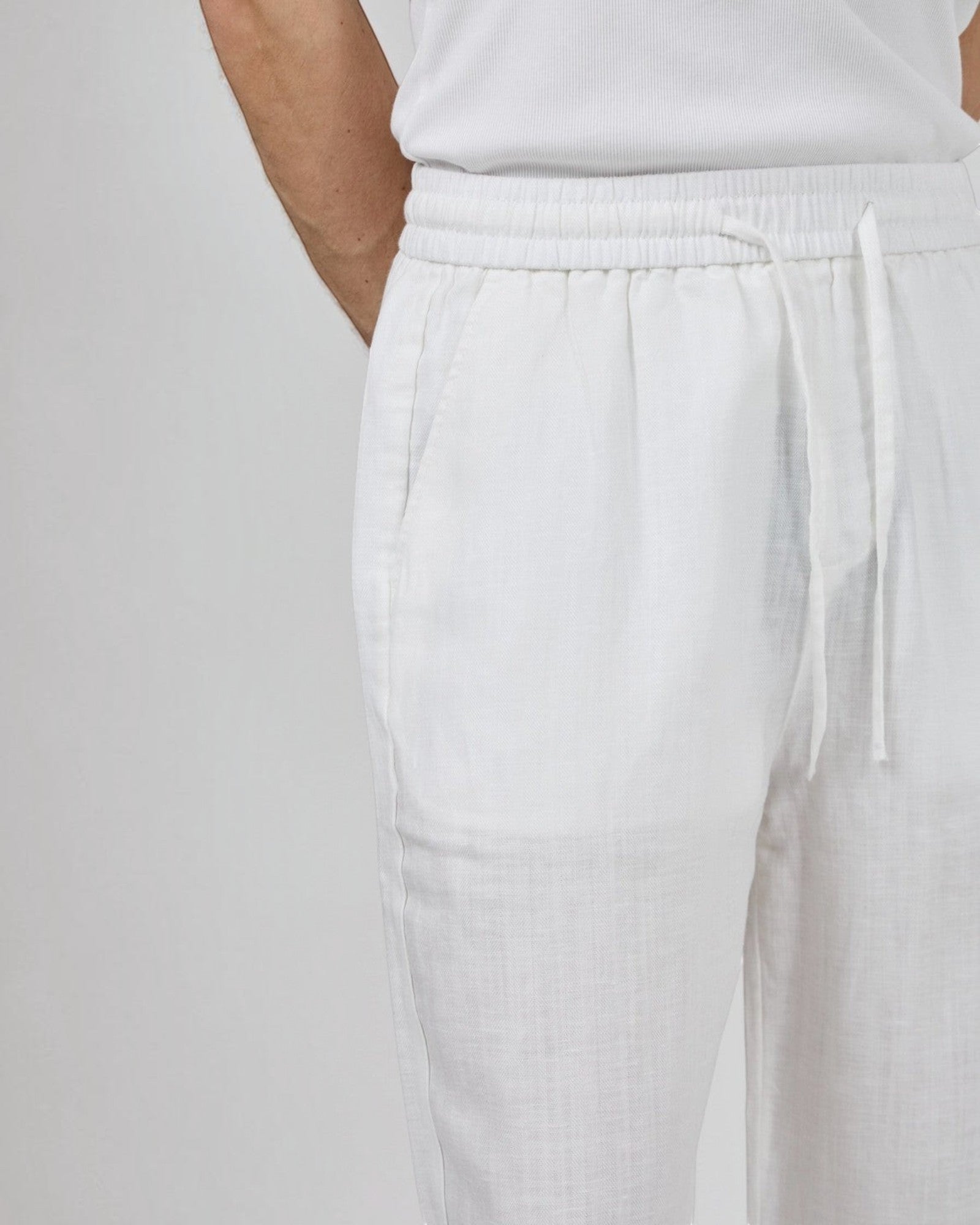 Pantalon homme en lin à taille élastique avec cordon de serrage